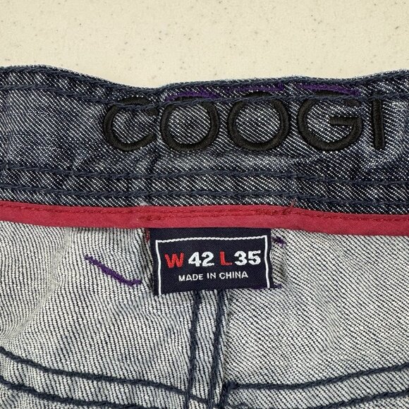Coogi Jeans Mens 42x35 Blue Baggy Denim Embroidered Pockets Hip Hop Rap Y2K - Picture 14 of 16